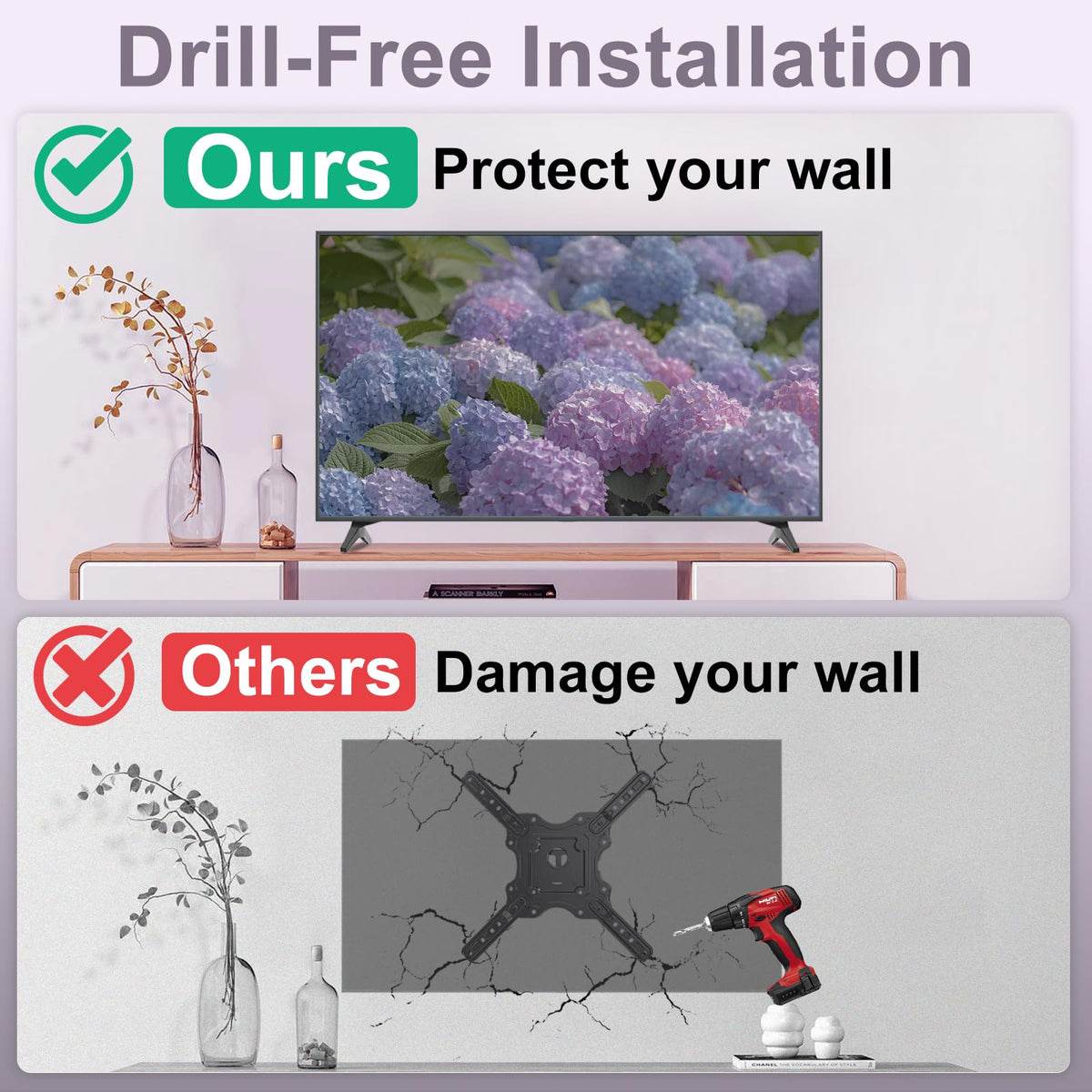 Dinghosen anti-rust screws kit protects hardware at the base of the LG TV.