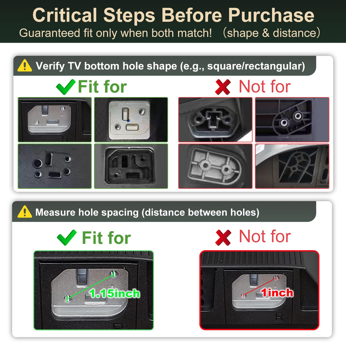 Dinghosen check-fit bottom port shape ensures correct compatibility for select models.