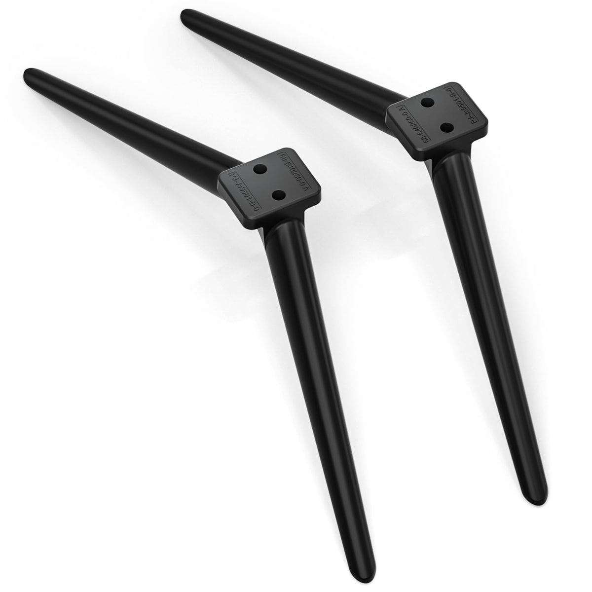 Dinghosen front view of TV legs showing stable base and sleek look