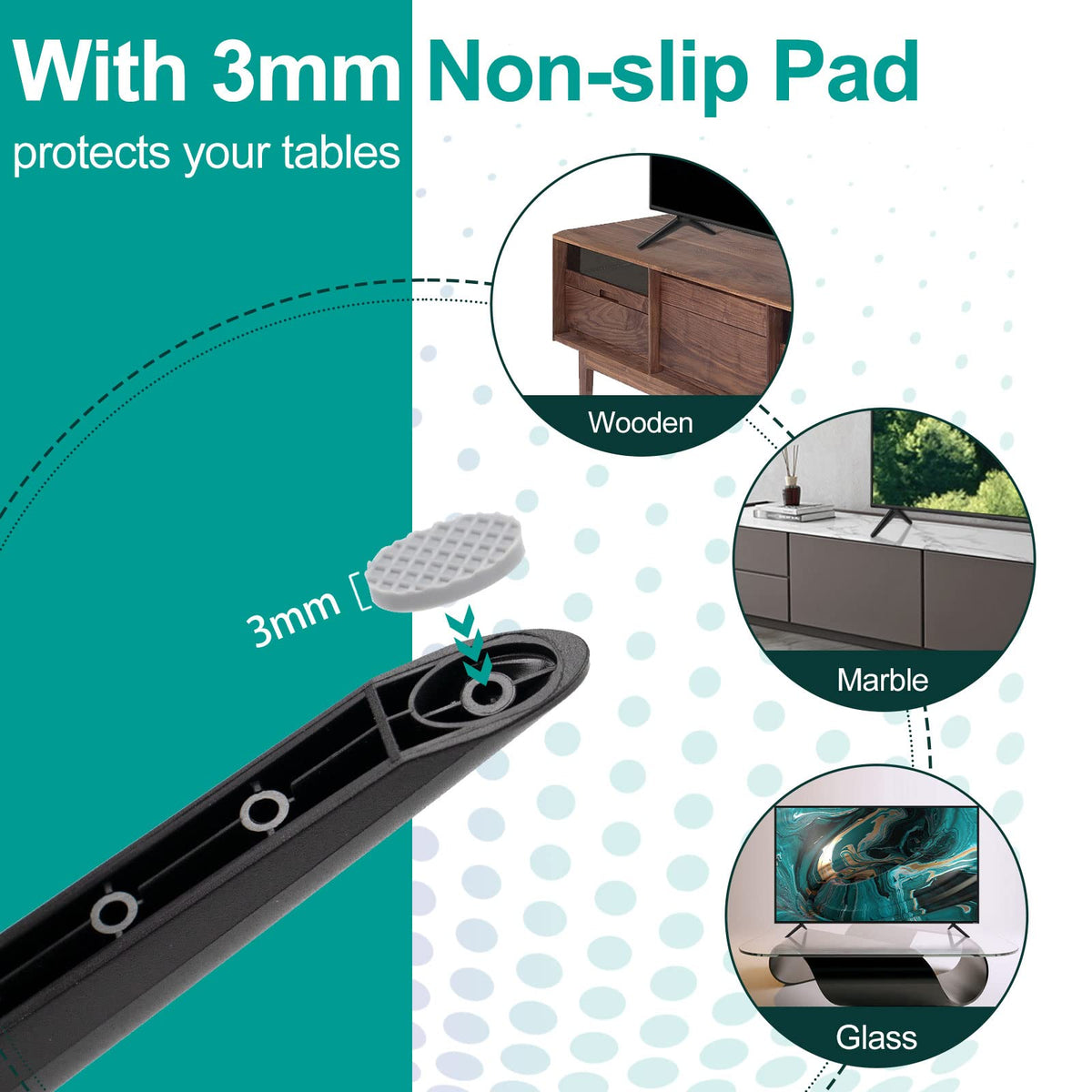 Dinghosen Hisense TV stand legs - ABS material for light yet sturdy support.