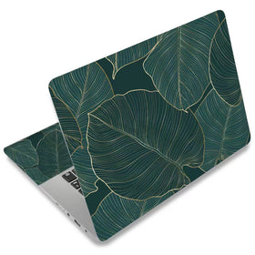 DINKY green leaf laptop skin for 15.6-inch laptops, protects against scratches with vibrant design.