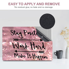 DINKY easy-peel removal, no sticky residue on pink-letters decal.