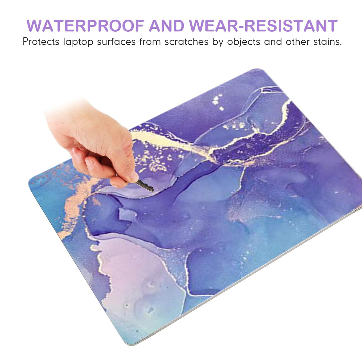 DINKY purple marble skin dimension guide shows size compatibility.