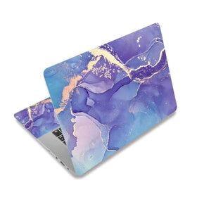 DINKY purple marble laptop skin front view for stylish protection.