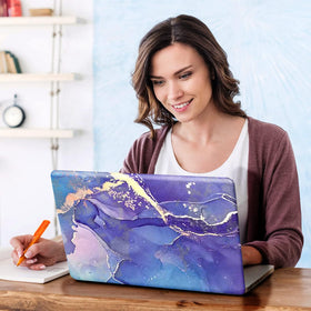 DINKY purple marble laptop skin is waterproof and dustproof for daily use.