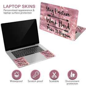 DINKY removable PVC laptop skin with pink letters, easy to reapply.