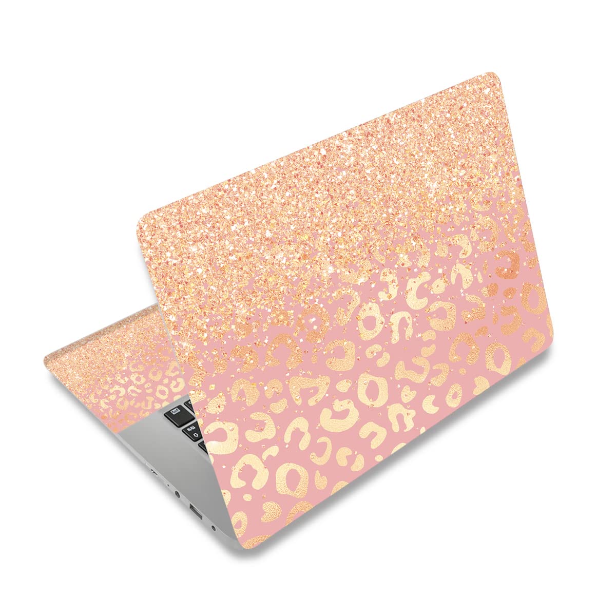 DINKY leopard print laptop skin adds vibrant color and lid protection.