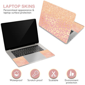 DINKY leopard print laptop skin is easy to apply and remove without residue.