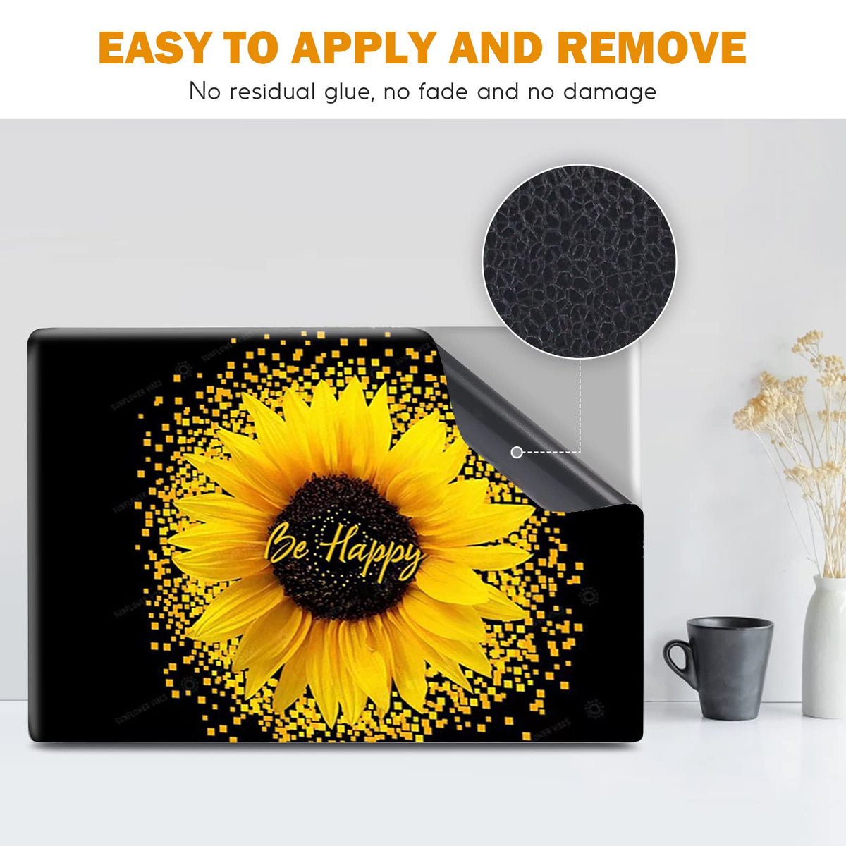 DINKY Sunflower skin with removable layer for easy switching.