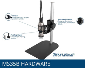 Dino-Lite MS35B ball-and-socket angle allows up to 45° flexible viewing positions.