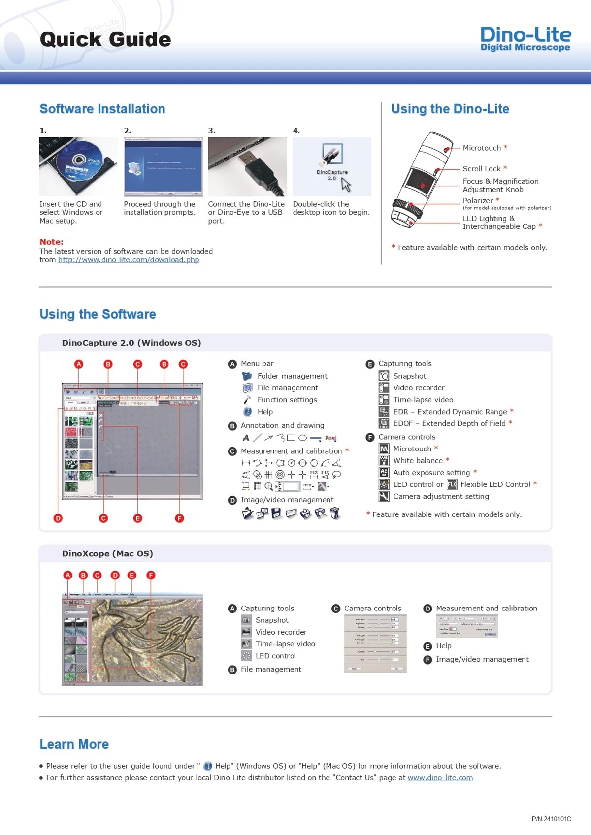 Dino-Lite AM3111 Windows and Mac software enables cross-platform use.