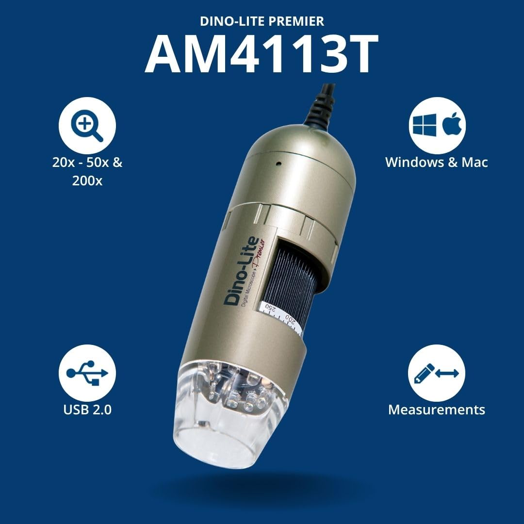 Dino-Lite AM4113T visual inspection detail shows sample texture for electronics