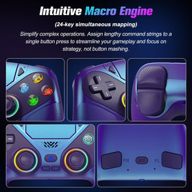 Dinosoo controller back buttons detail demonstrating programmable macro and turbo access