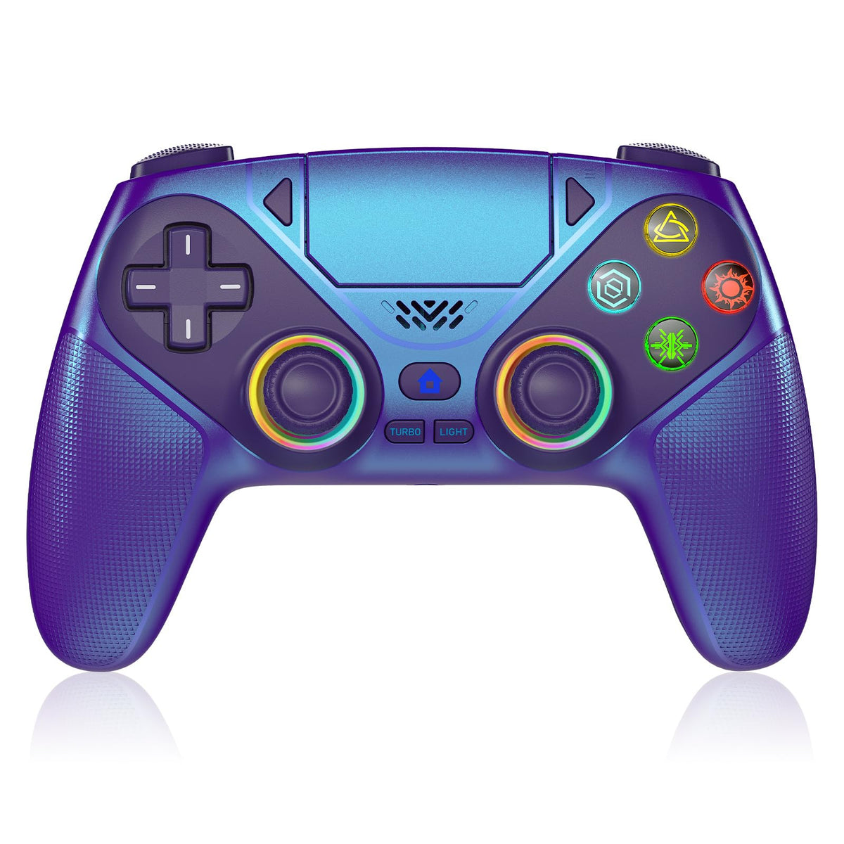 Dinosoo controller front view showing buttons and ergonomic grip for comfortable play