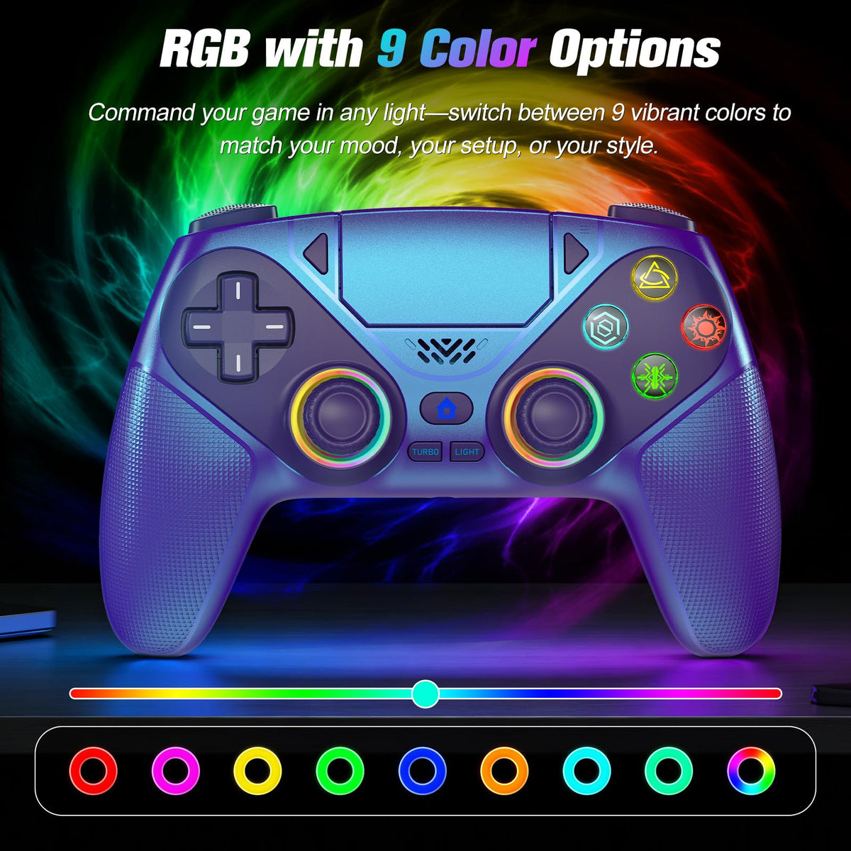 Dinosoo controller side profile highlighting triggers and textured handles for control