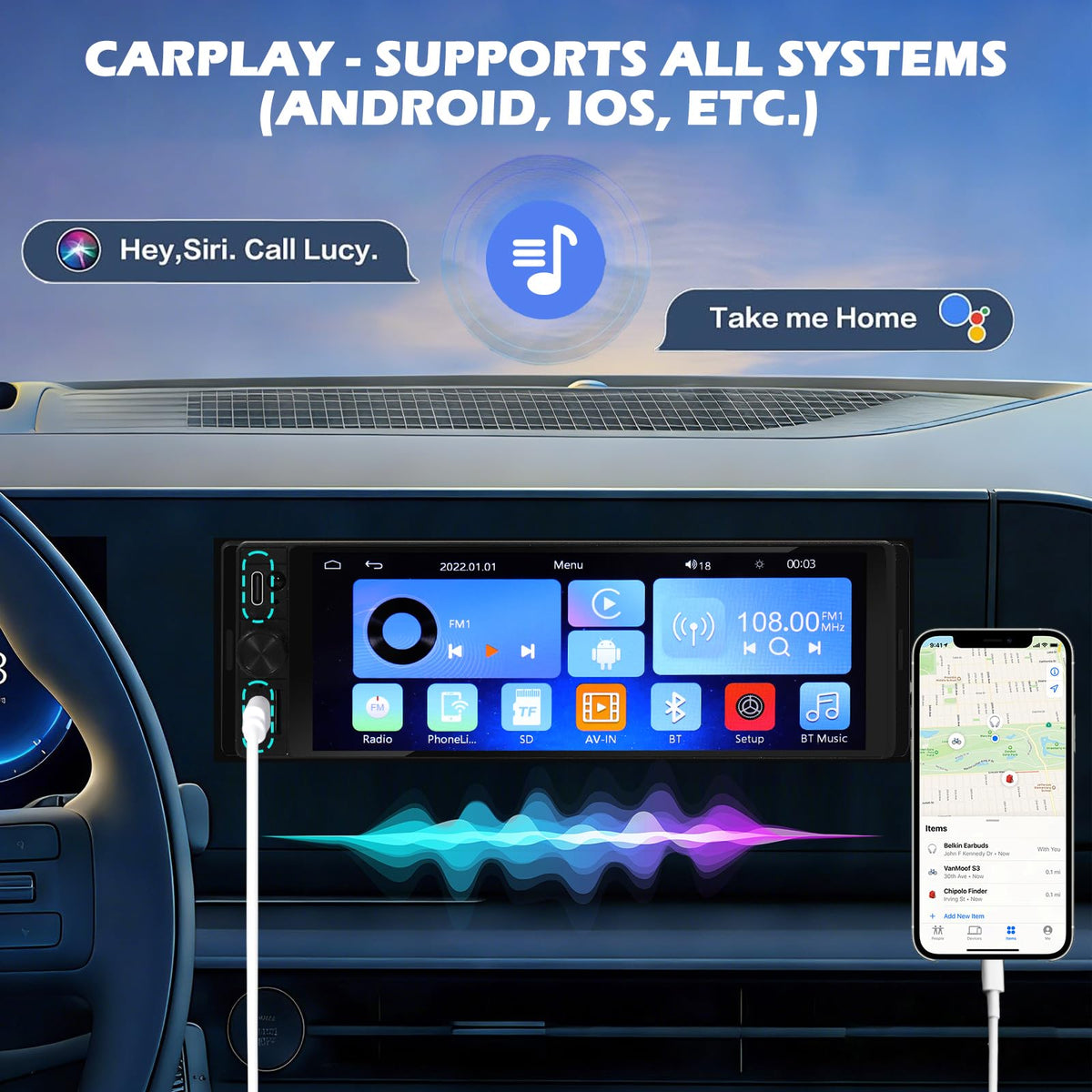 dinrgo side profile with depth measurement - fits single-DIN dashes