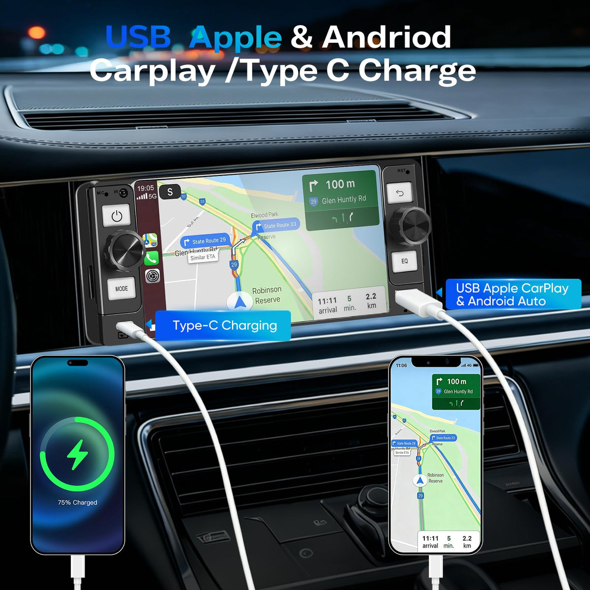 dinrgo touchscreen display with maps, improves navigation visibility