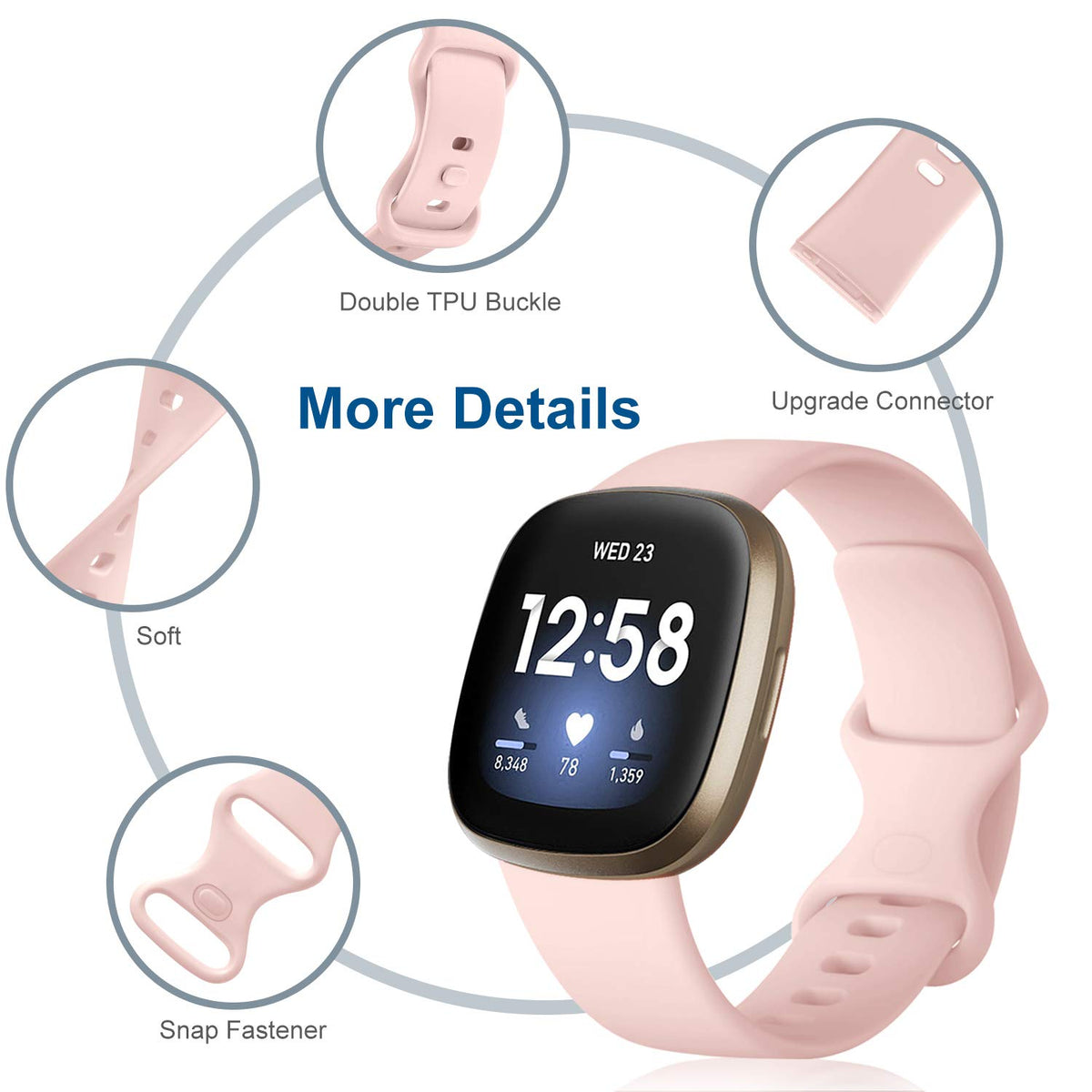 Dirrelo Versa 3/ Sense white band suited to any outfit.