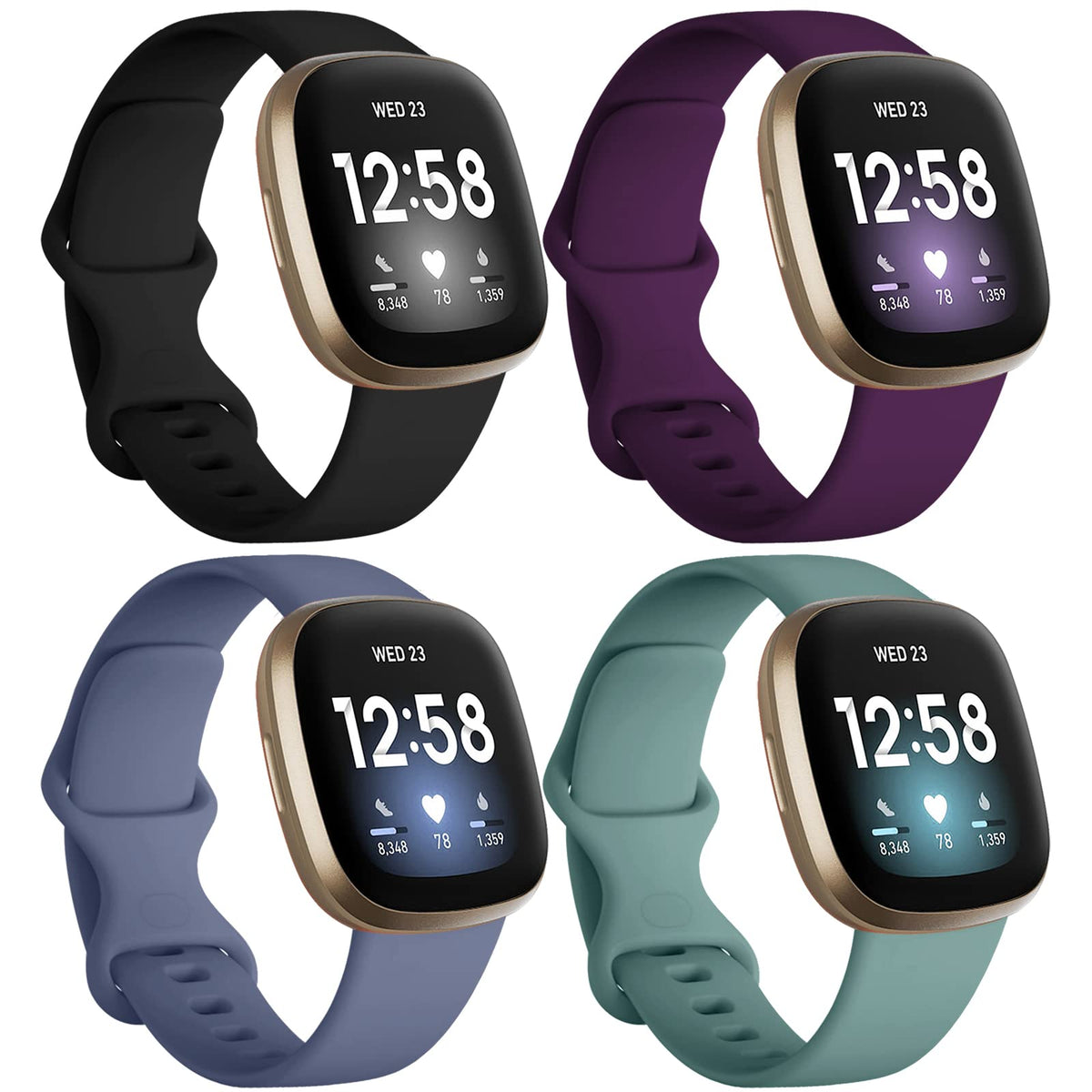Dirrelo Fitbit Sense black soft TPU band for all-day comfort