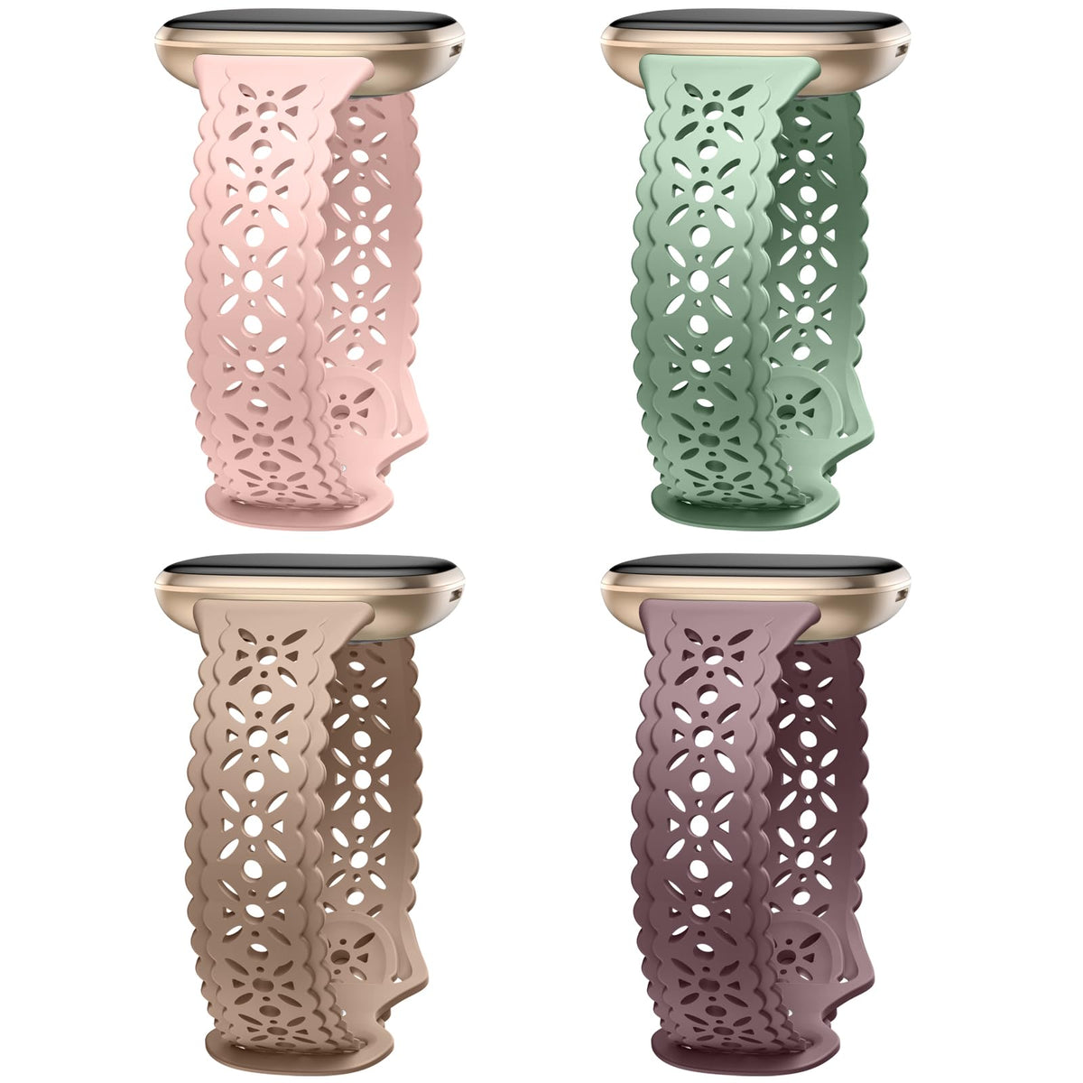 Dirrelo floral lace hollow-out band close-up showing soft silicone detail for daily comfort.