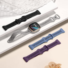 Dirrelo floral lace band on Sense 2 showcases elegant hollow-out design.