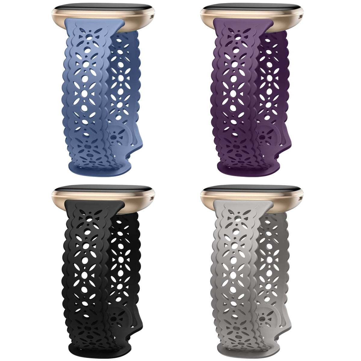 Dirrelo floral lace band on Versa 3, breathable silicone for daily comfort.