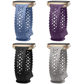 Dirrelo floral lace band on Versa 3, breathable silicone for daily comfort.