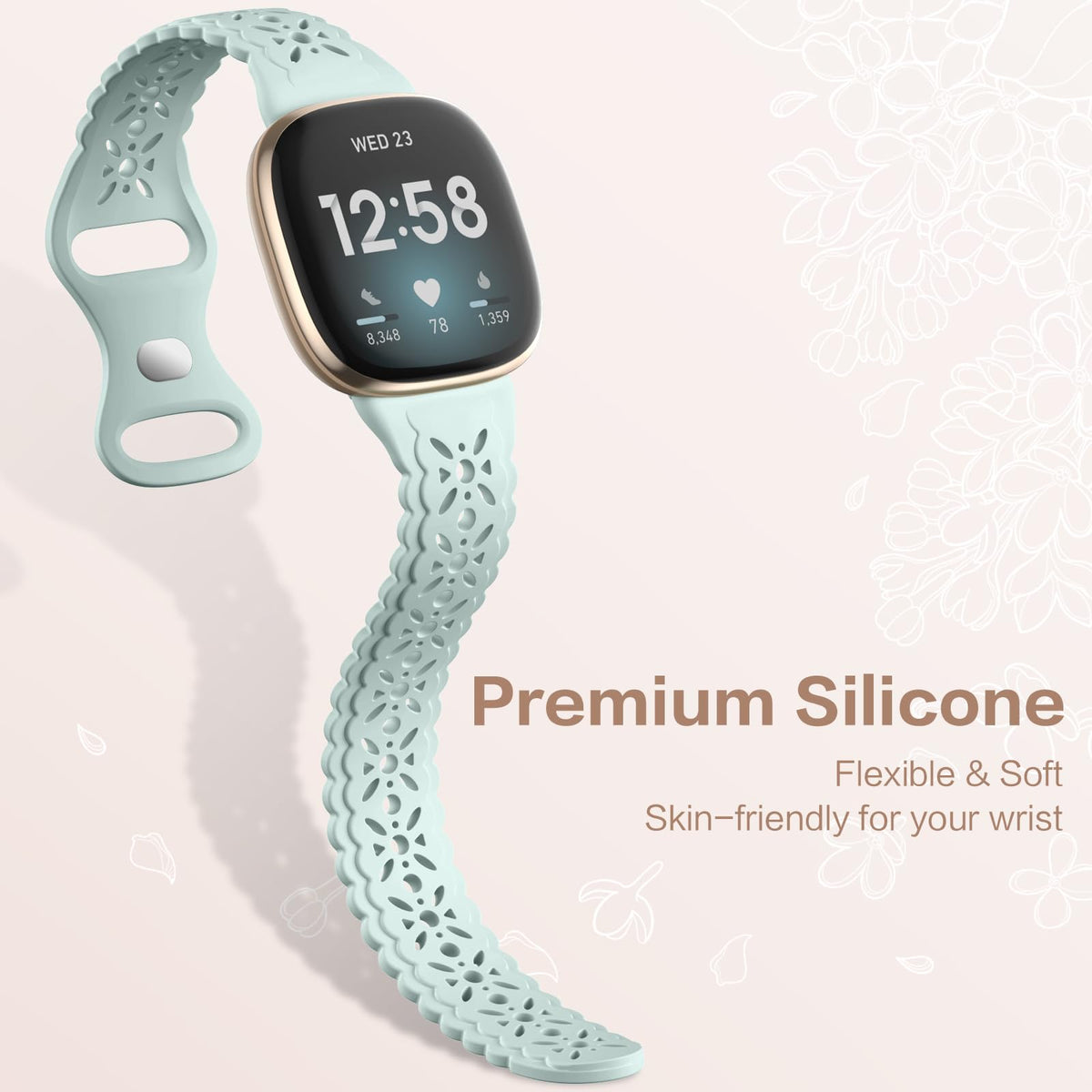 Dirrelo floral lace hollow-out band on Sense showcases feminine flair and easy wear.