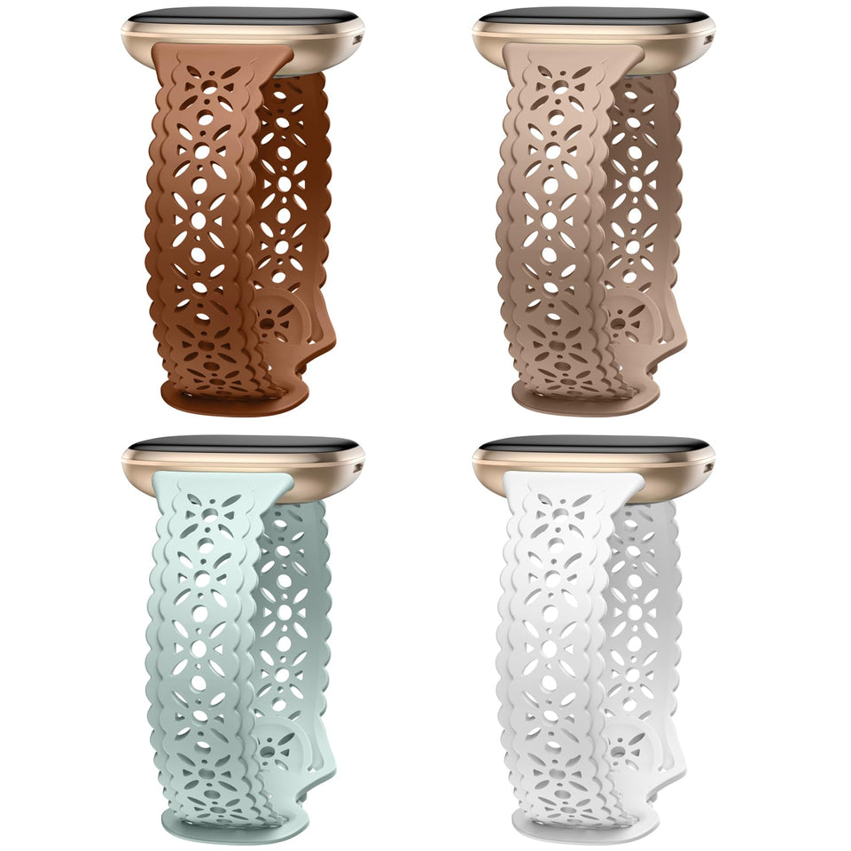 Dirrelo floral lace hollow-out band on Versa 3 with secure fit and stylish design.