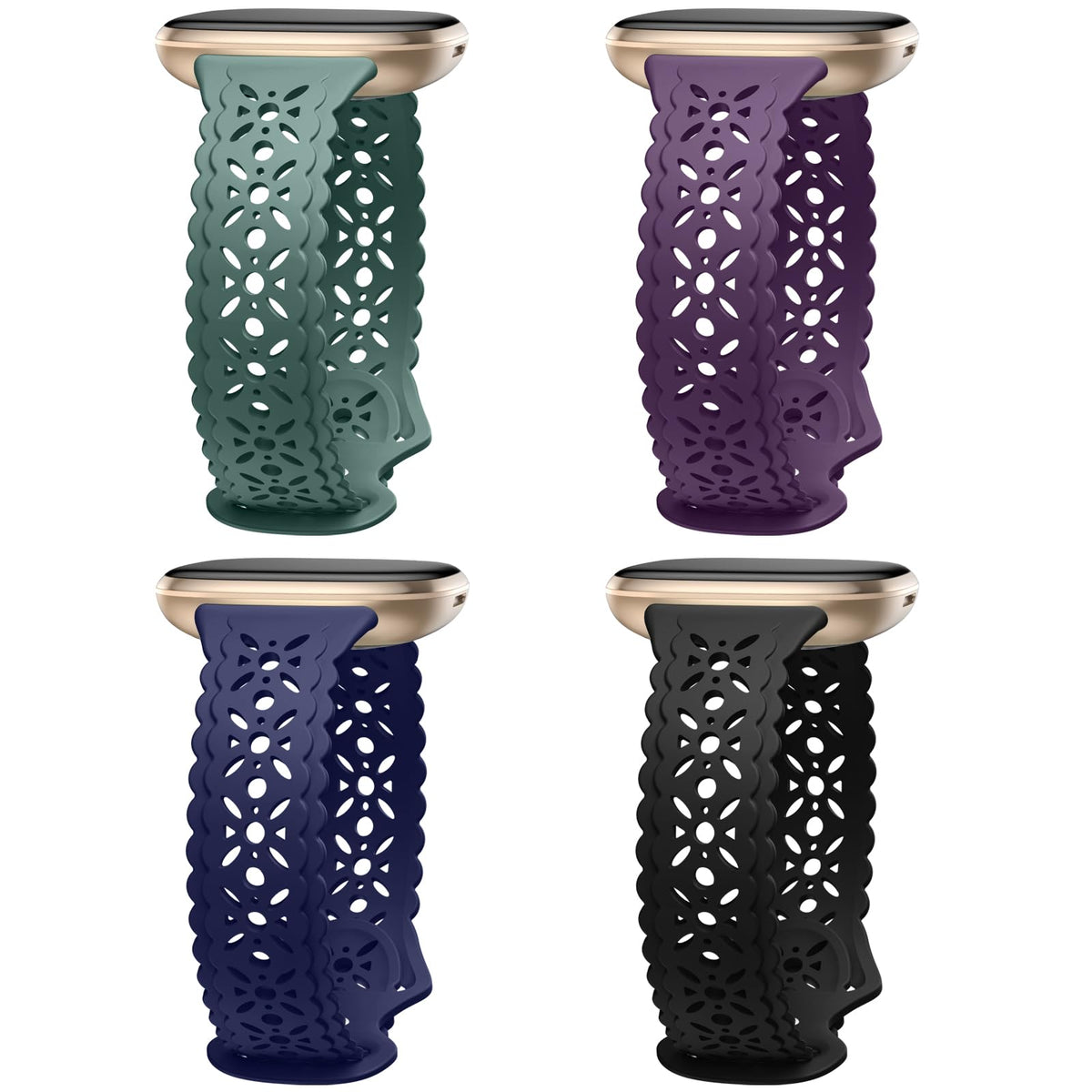 Dirrelo lace silicone band on Versa 3 with floral hollow-out design for chic style.