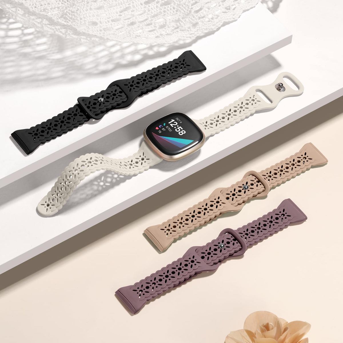 Dirrelo lace silicone band for Sense 2 adds breathable everyday wear