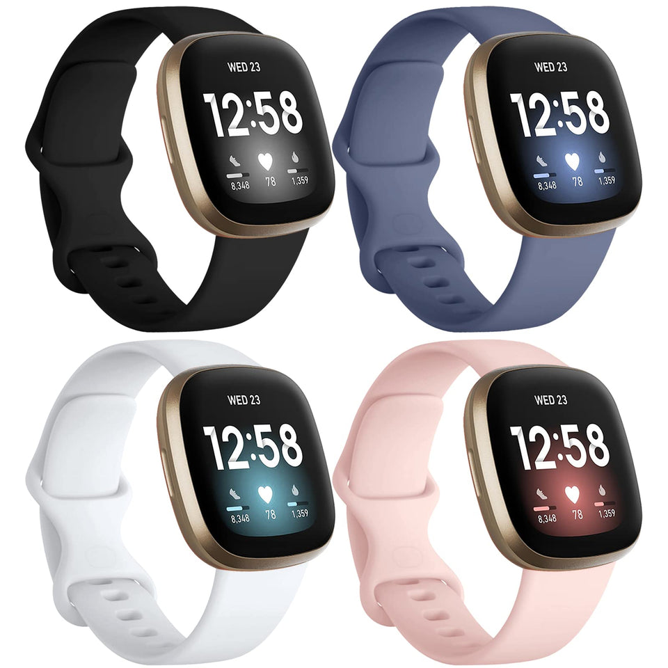 Dirrelo Versa 3 Sense Black band with soft TPU and secure latch for daily wear.