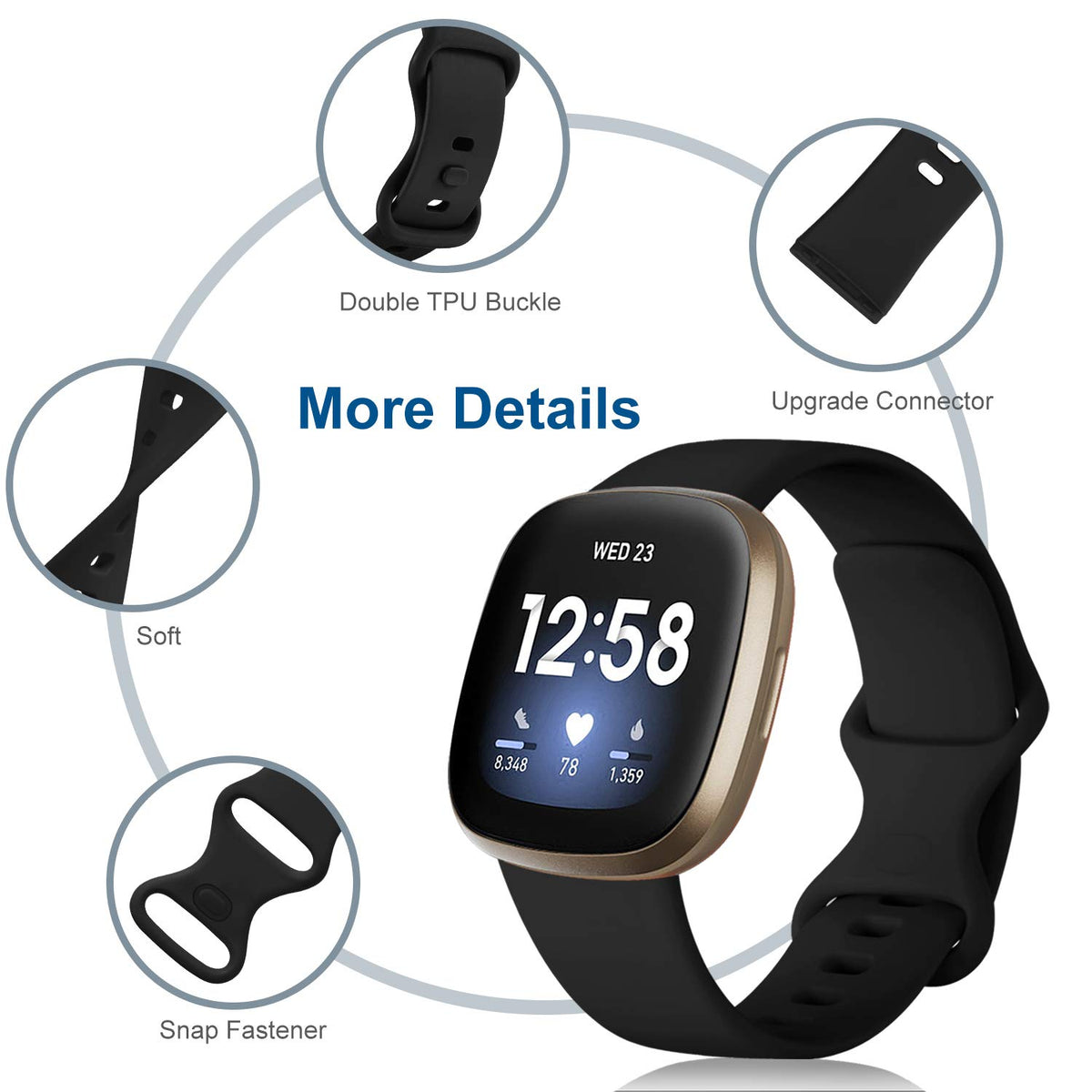 Dirrelo Versa 3 band in dark green, sweat-resistant for workouts.