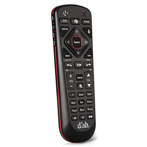 Dish 54.0 remote front view showing buttons and voice mic, improving control