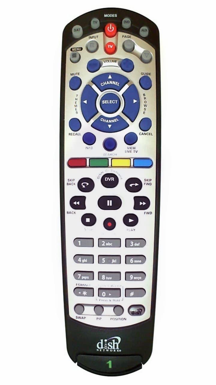 Dish Network 21.1 IR/UHF PRO remote for DISH receivers, supports TV1 and TV2 setups