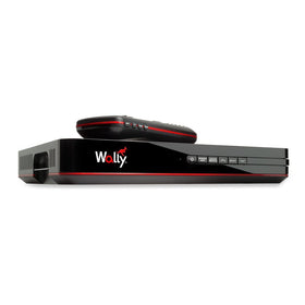 Dish Wally HD receiver shown with home TV interface for easy navigation.