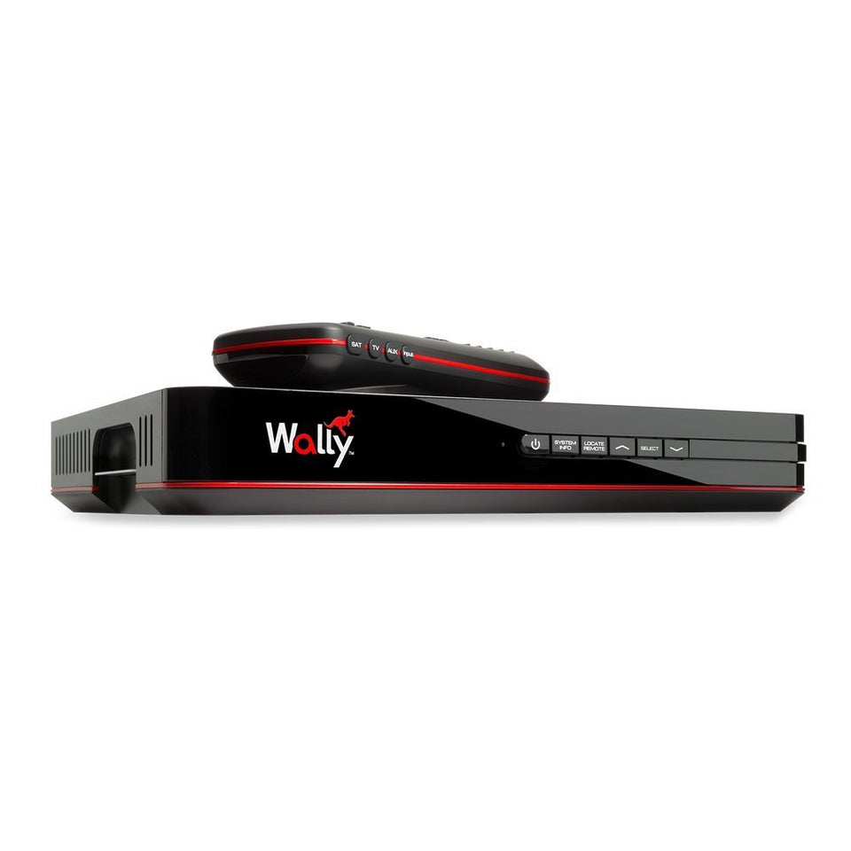 Dish Wally HD receiver shown with home TV interface for easy navigation.