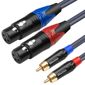 Disino dual XLR to dual RCA cable in 1.5m length for versatile audio interconnect.
