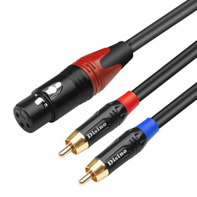 Disino xlr-female to dual-rca splitter cable front view for studio setup.