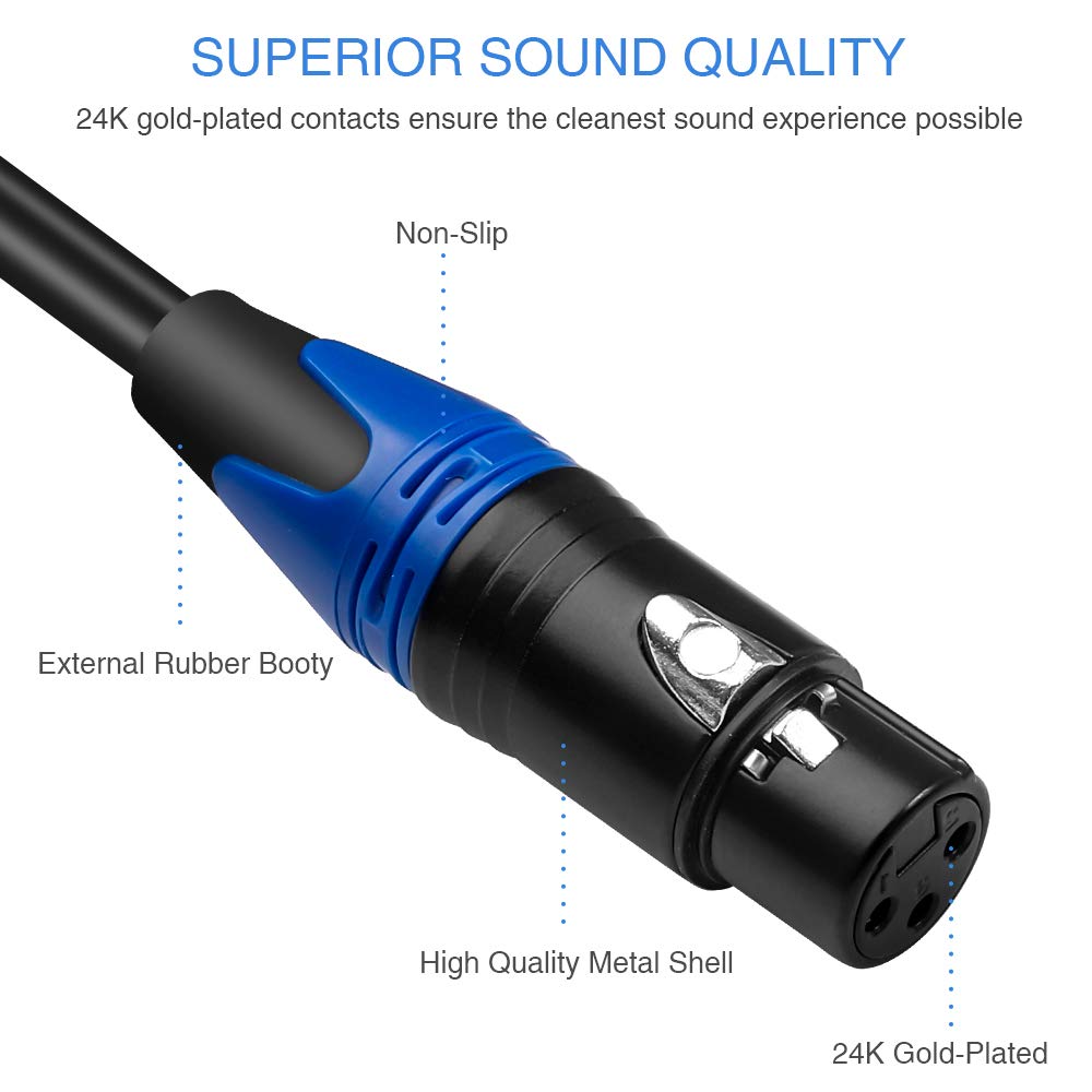 Disino XLR to RCA cable assembly closeup showing precision connectors and shielding.