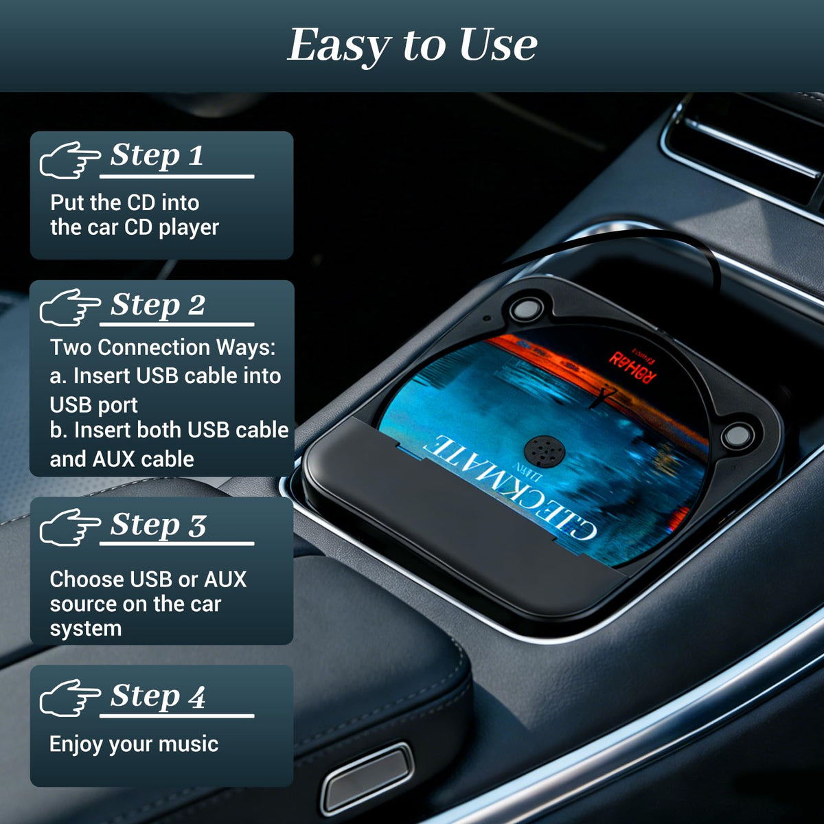 Dislind remote control supports AUX mode for convenient track changes on the go.