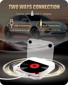 Dislind CD player connected via AUX and USB for seamless music access