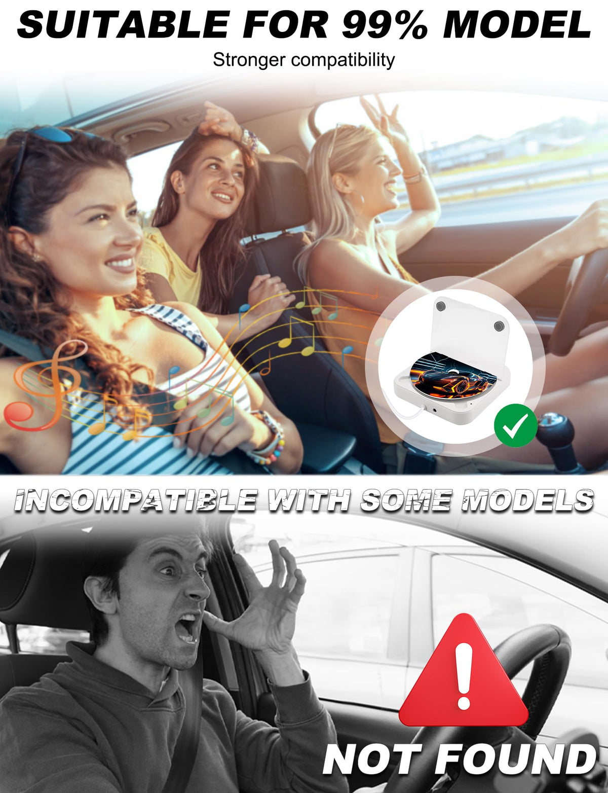 Dislind external CD player with AUX connection enabling broader car compatibility