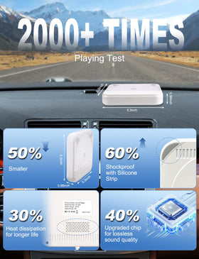Dislind external CD player placement options for dashboard, console, or glove box