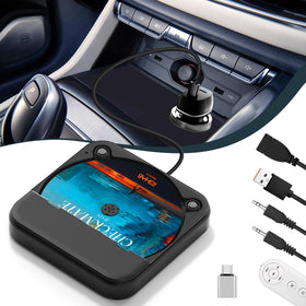 Dislind portable USB CD car player with USB-C for easy car audio integration.