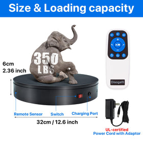 Disogafil motorized turntable with remote control enabling precise adjustments