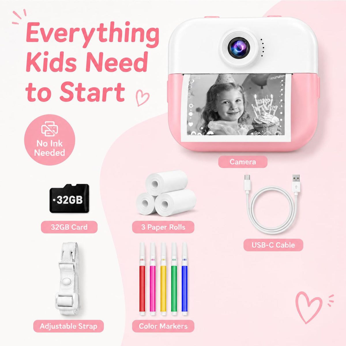 DITUPAN Kids Camera 1080p video, clear clips for storytelling.