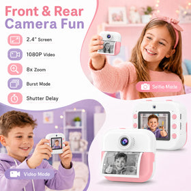 DITUPAN Kids Camera dual-lens detail for selfies and group moments.