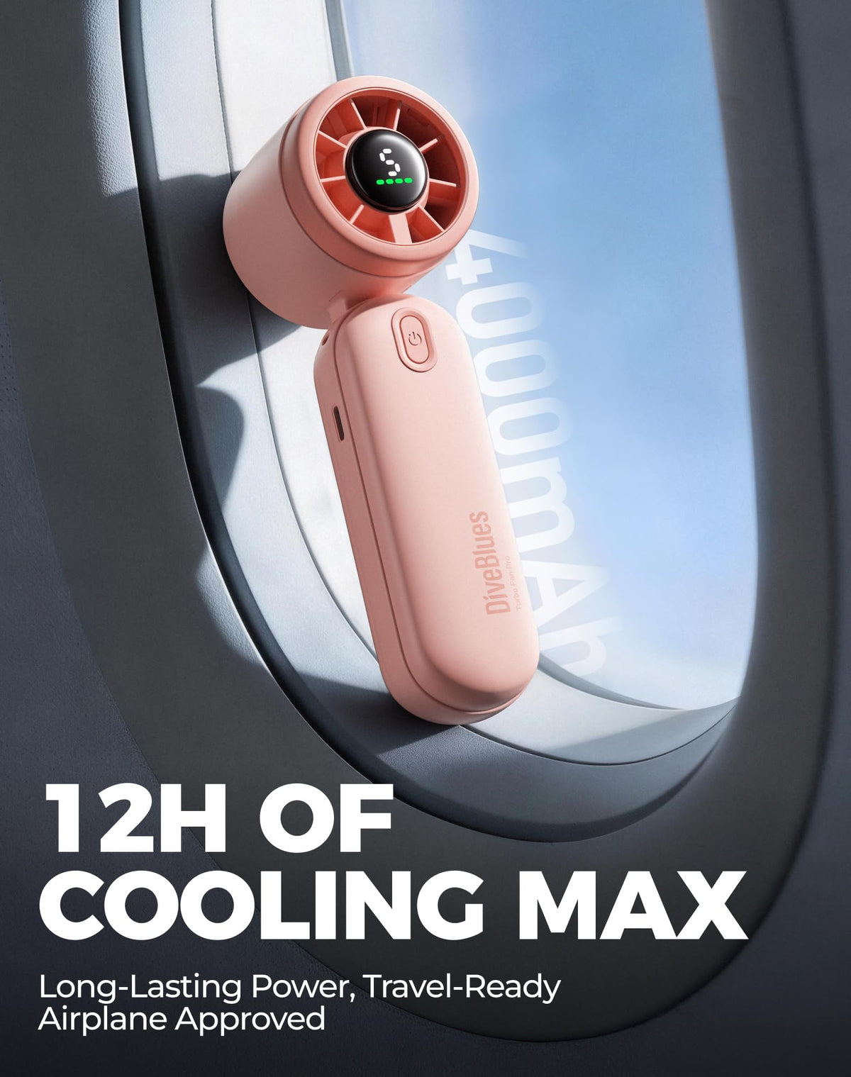 Diveblues Mini Fan quiet 35dB operation supports work and travel.