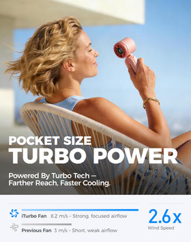 Diveblues Mini Fan three-in-one design enables handheld, neck, or desk cooling.